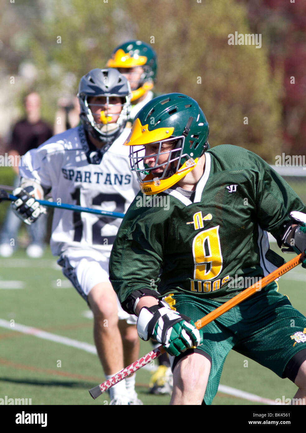 Jungen High School Lacrosse Spiel. Stockfoto