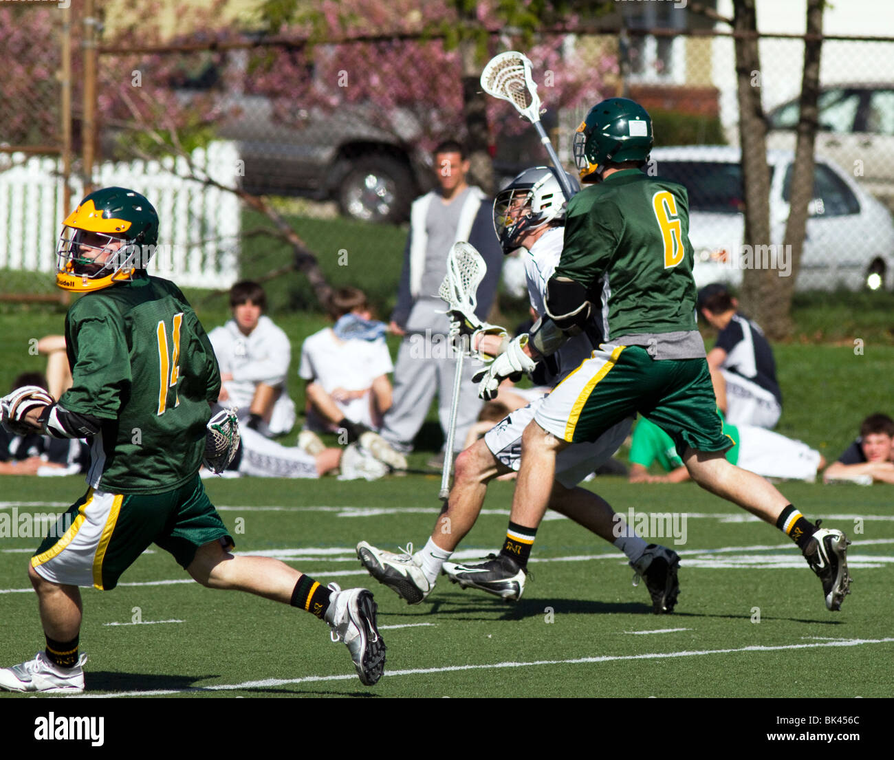 Jungen High School Lacrosse Spiel. Stockfoto