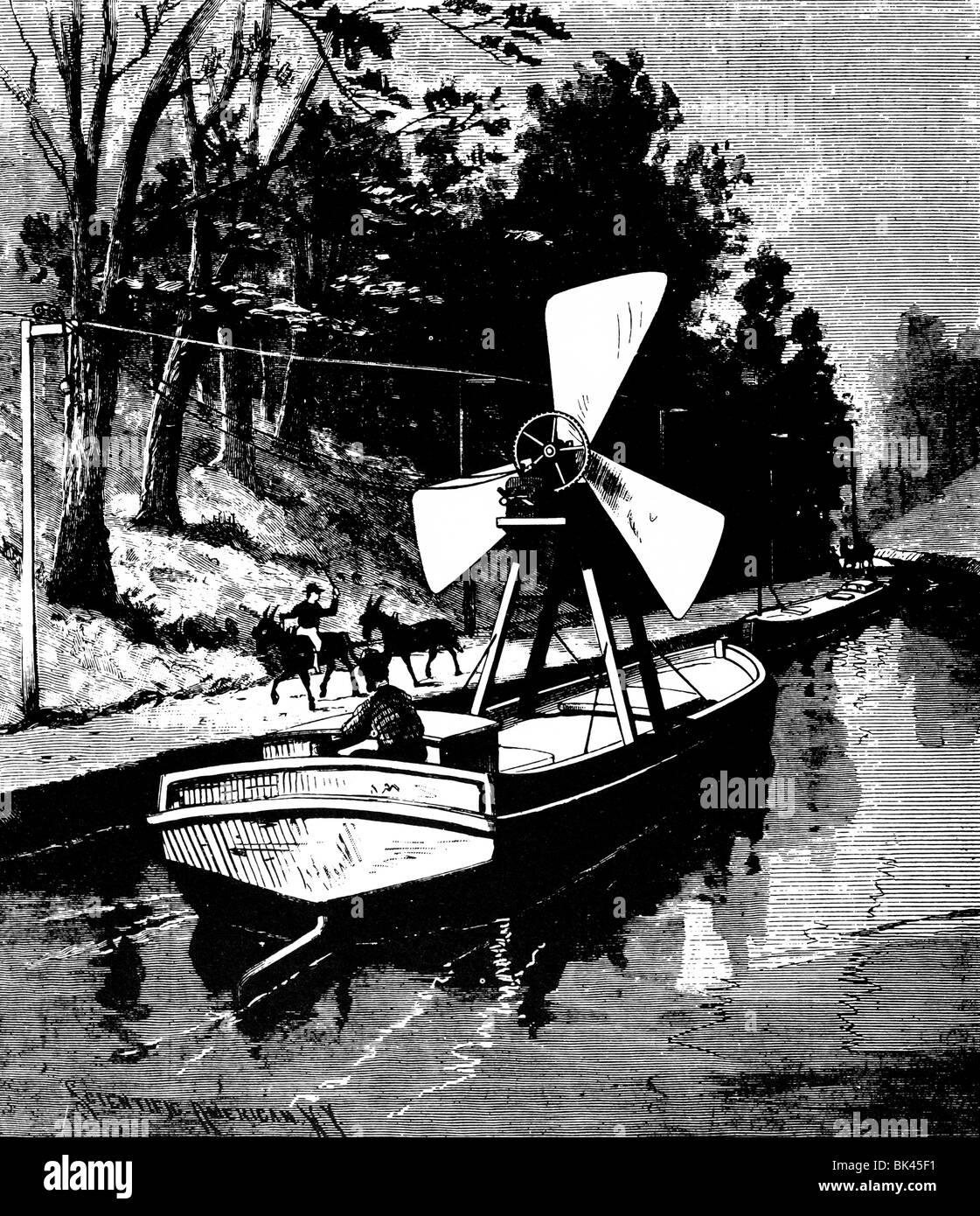 Design für eine Kanal-Boot-Antrieb, 1889 Stockfoto