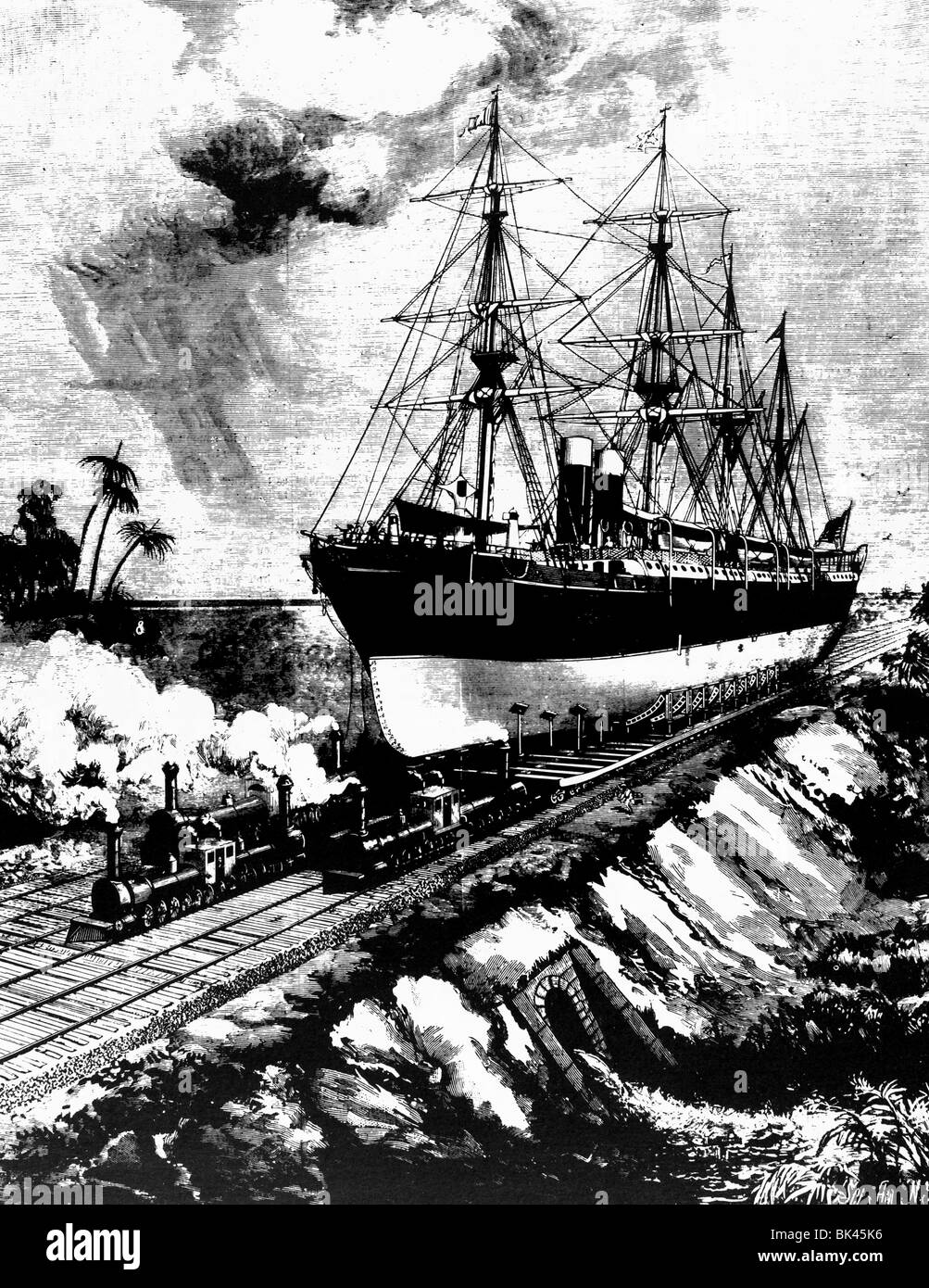 vorgeschlagene inter - oceanic Eisenbahn in Panama, 1884 Stockfoto