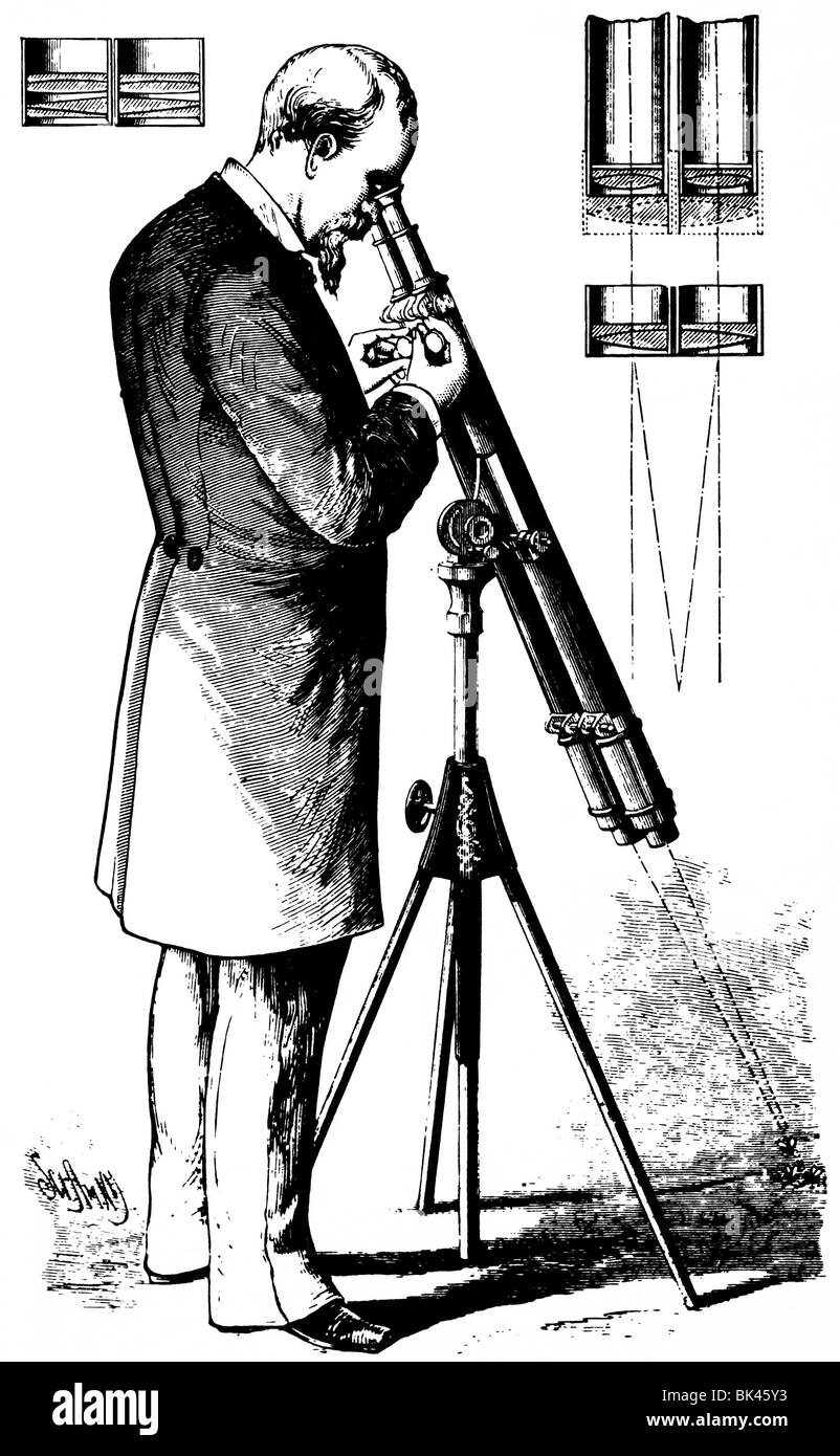 Scherenfernrohr für mikroskopische Ziele, 1880 Stockfoto