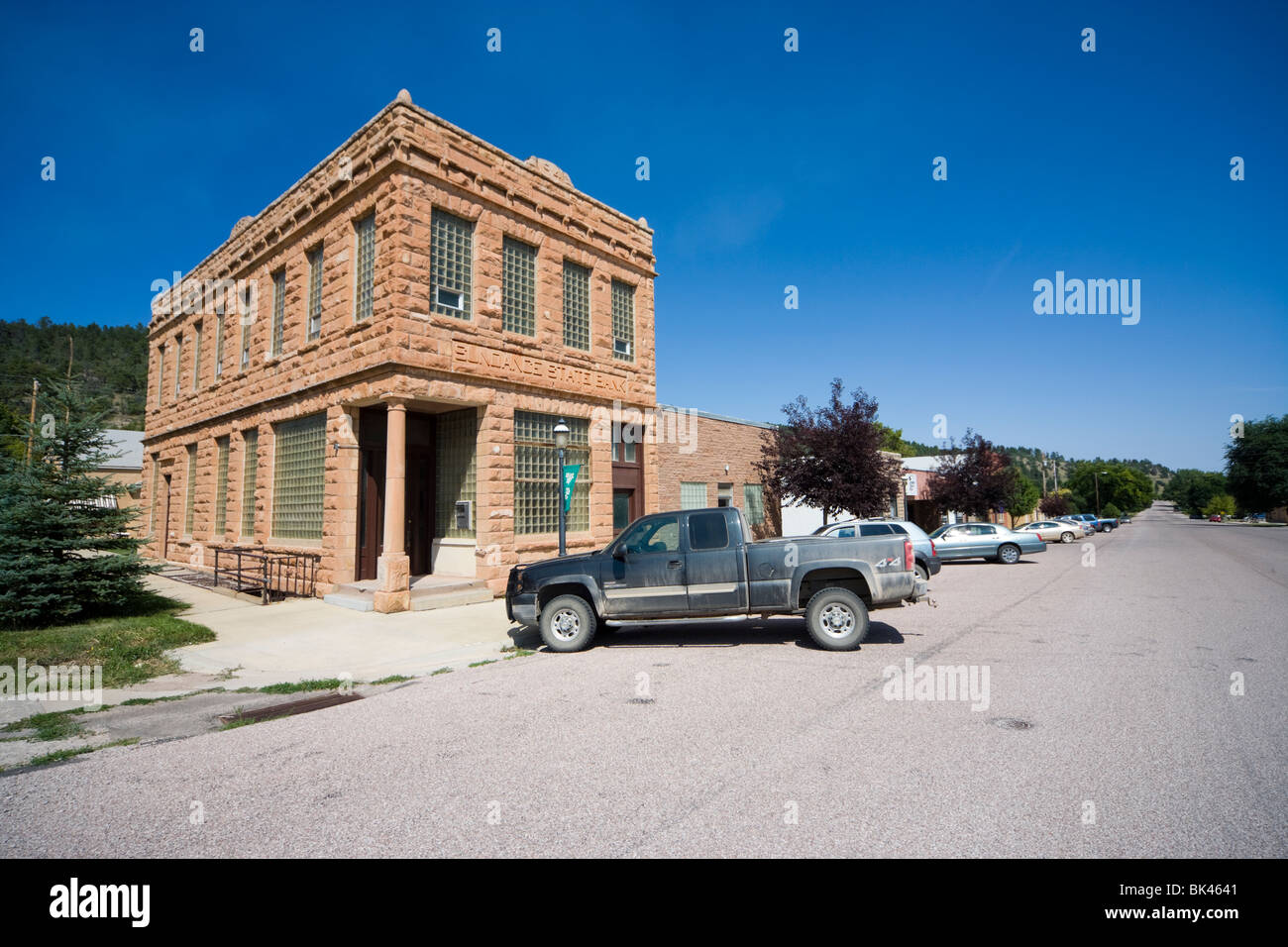 Sundance State bank auf der Main Street in Sundance, Wyoming, Kleinstadt im amerikanischen Mittelwesten, wo the Sundance Kid seinen Namen bekam. Stockfoto