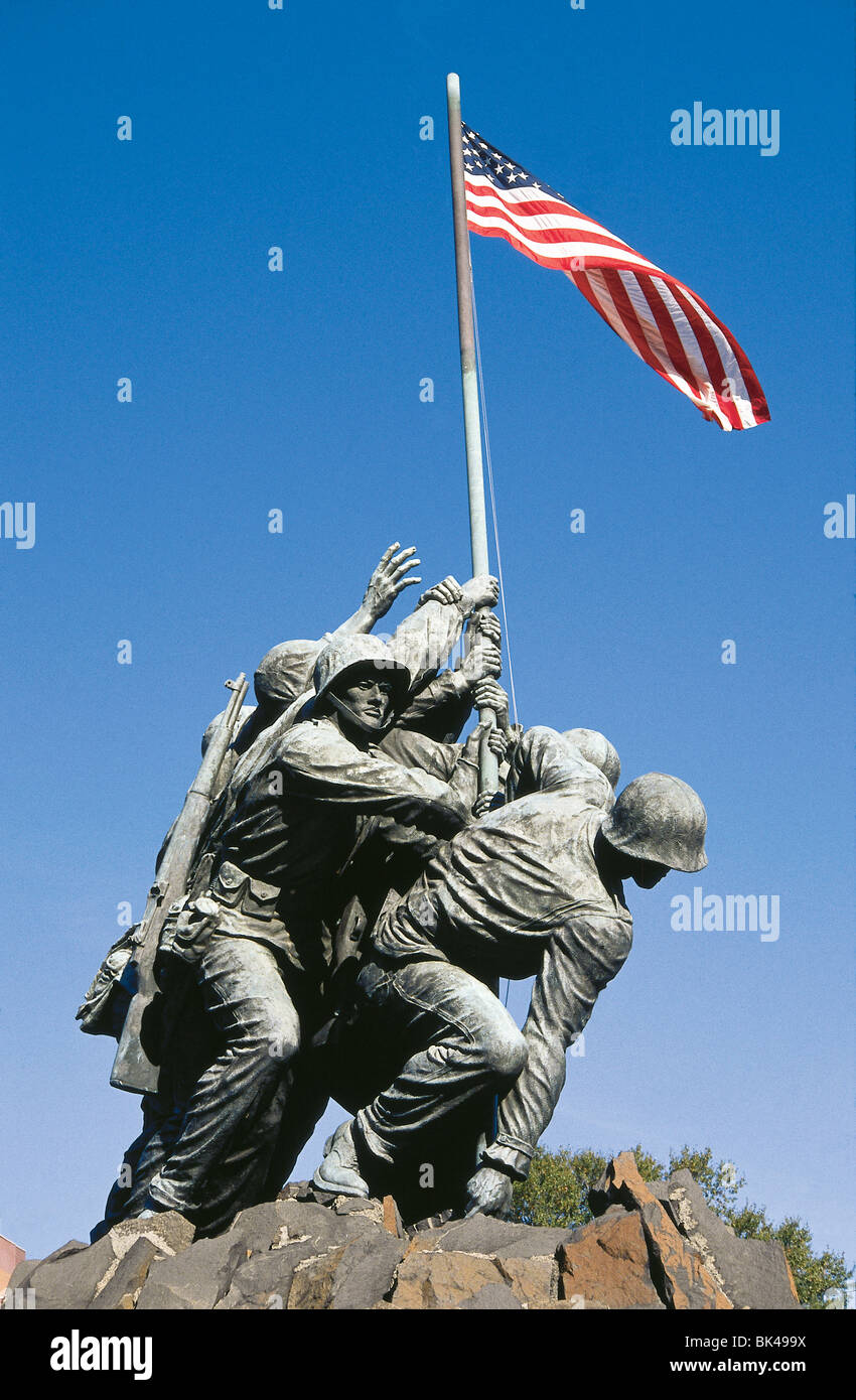 Iwo Jima War Memorial von Felix W. de Weldon, Arlington, Virginia Stockfoto