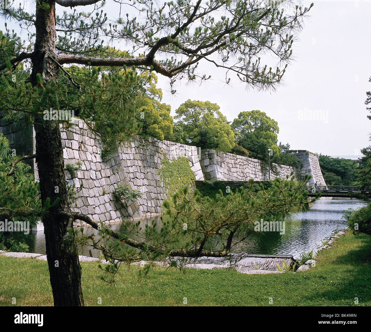 Nijo Burg Stein Wand & Graben Kyoto Japan Nijo wurde gebaut im Jahre 1603 von einem der mächtigsten Shogune Japans--Ieyasu It markiert Stockfoto