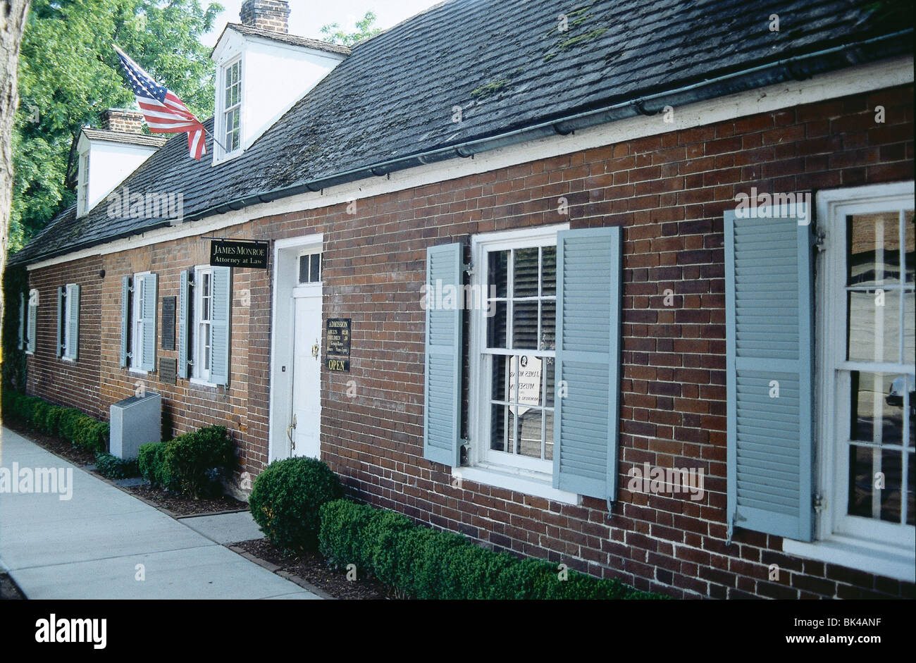 James Monroes Kanzlei in Fredericksburg Virginia James Monroe (1758-1831), fünfter Präsident der Vereinigten Staaten wäre Stockfoto