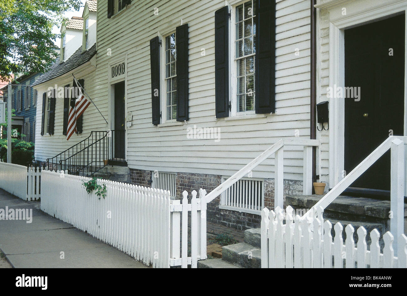 Das historische Mary Ball Washington House (George Washingtons Mutter), ein koloniales amerikanisches Haus und Museum aus dem 18. Jahrhundert in Fredericksburg, Virginia Stockfoto