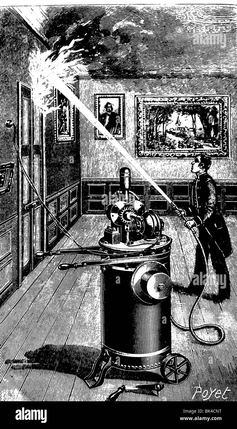 Elektrische Feuerlöscher, 1898 Stockfoto