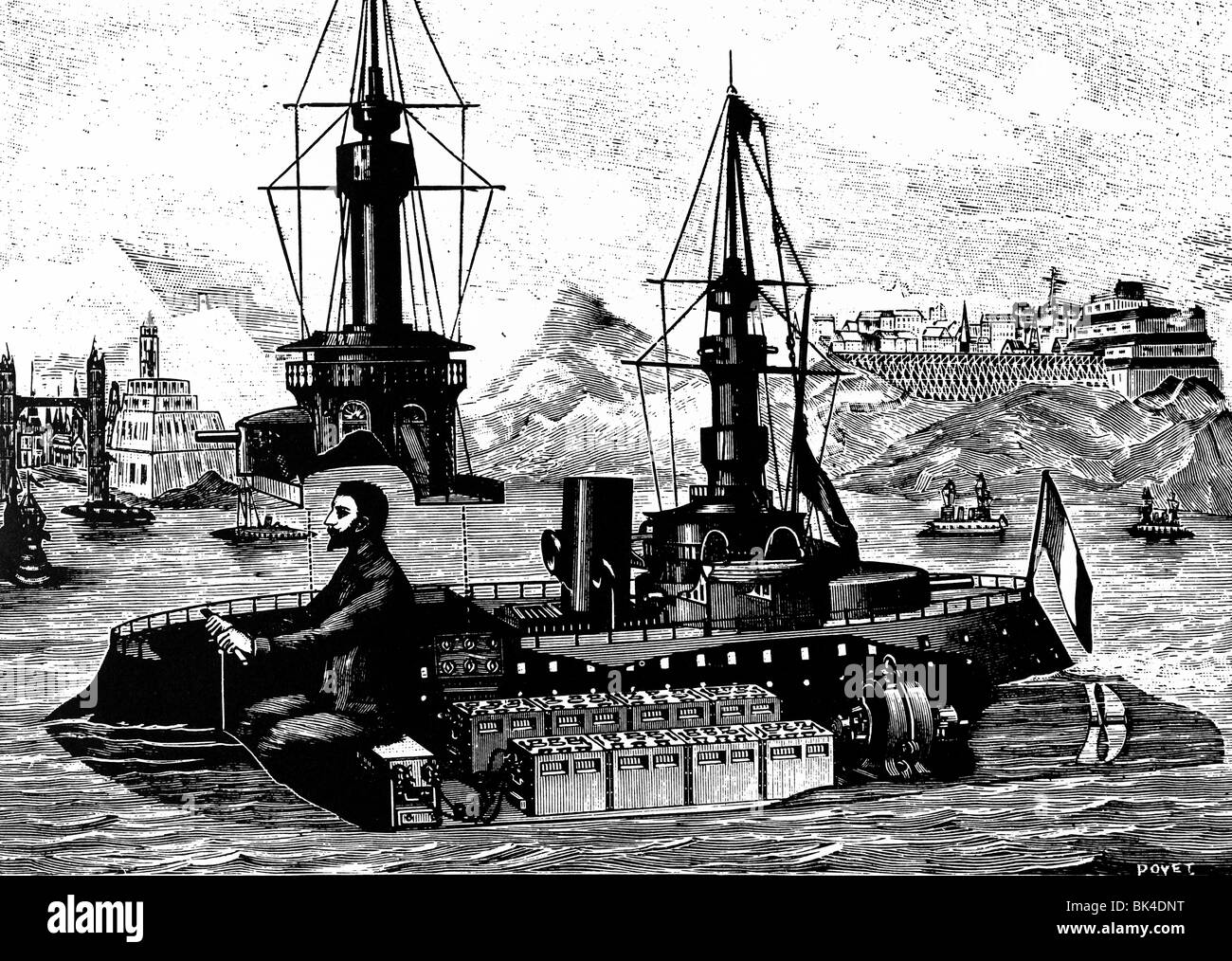 Miniatur-Kriegsschiff für Unterhaltungspark, 1899 Stockfoto