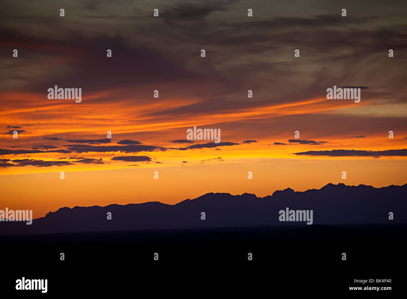 Sonnenuntergang in Hueco Tanks Texas USA Stockfoto
