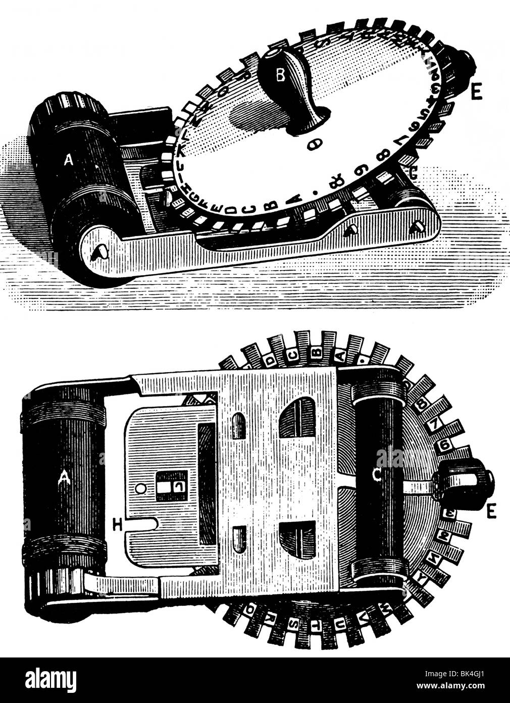 Die Miniatur-Tasche-Schreibmaschine, 1890 Stockfotografie - Alamy