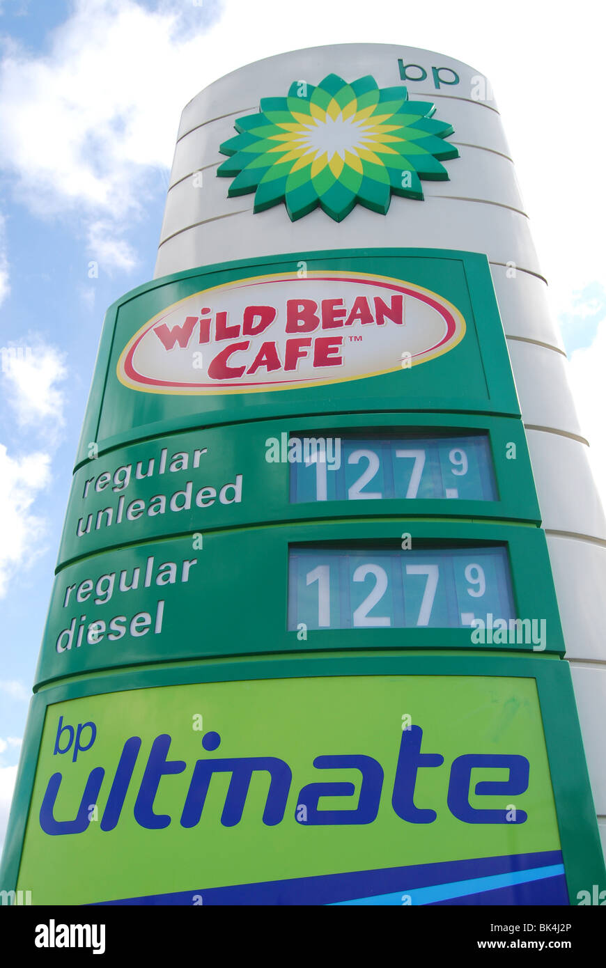 Benzin Preise bleifreiem Diesel BP Stockfoto