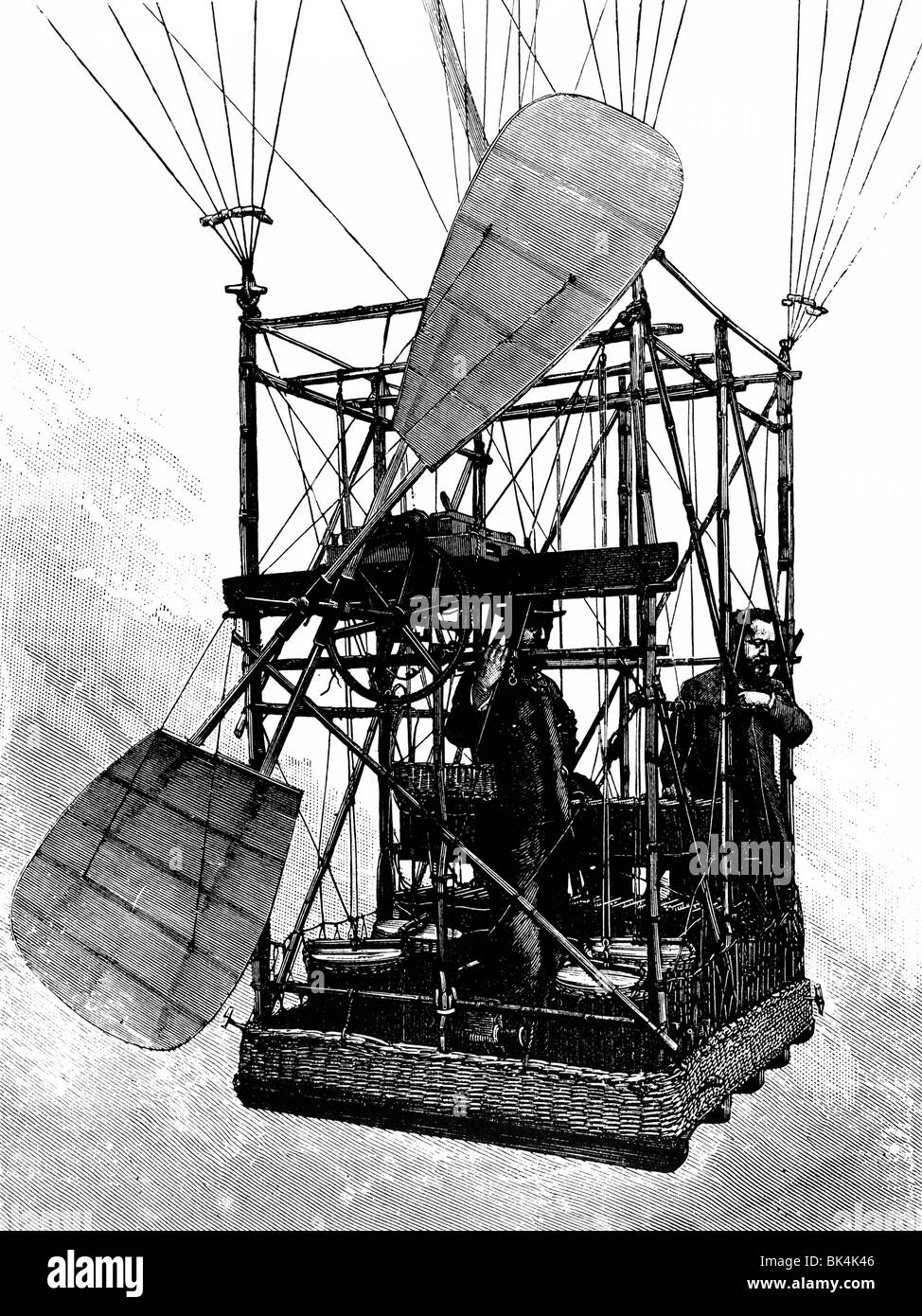 Seitenkoffer von das Luftschiff-Luftschiff der Gebrüder Tissandier, 1884 Stockfoto