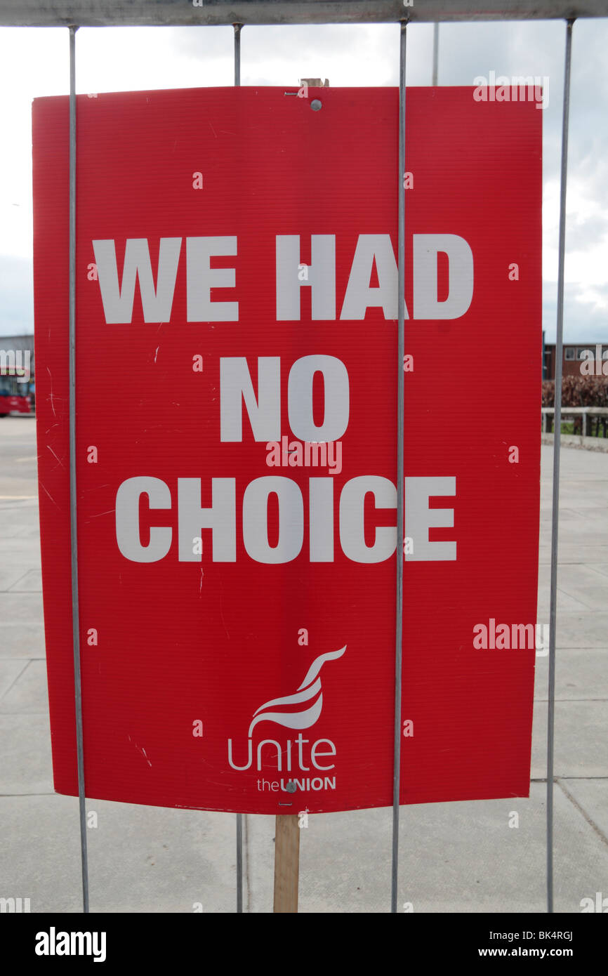 Protest-Banner bei British Airways Cabin Crew Protest während der Arbeitskampf von März 2010. Stockfoto