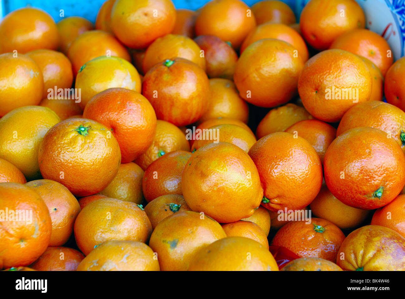 Bio-Orangen in Shop-box Stockfoto