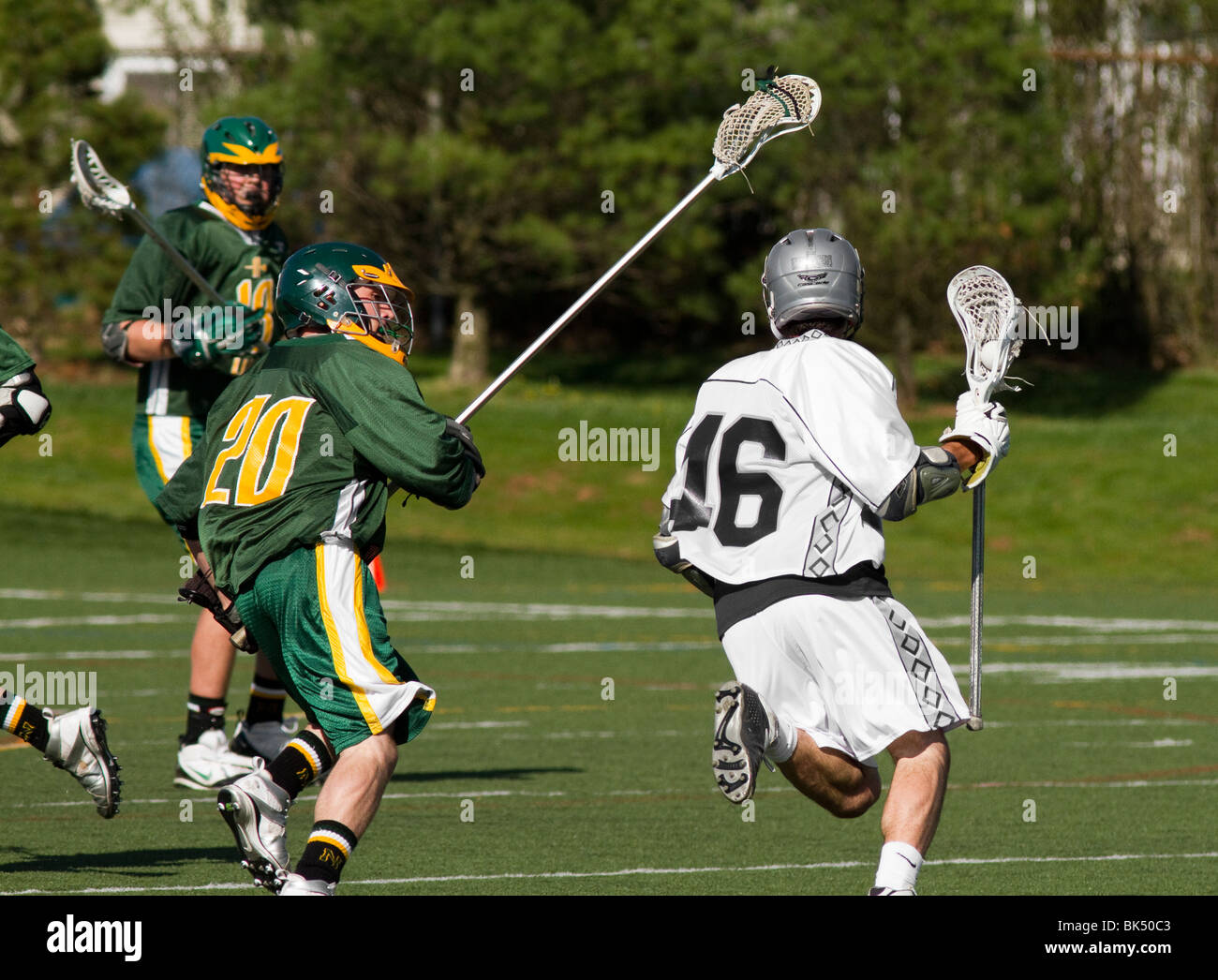 Jungen High School Lacrosse Spiel. Stockfoto