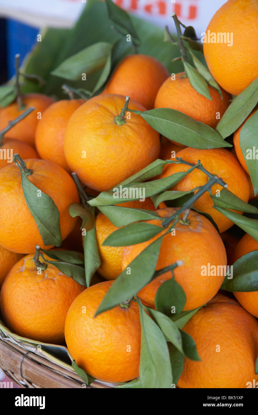 Orangen auf dem Markt Stockfoto