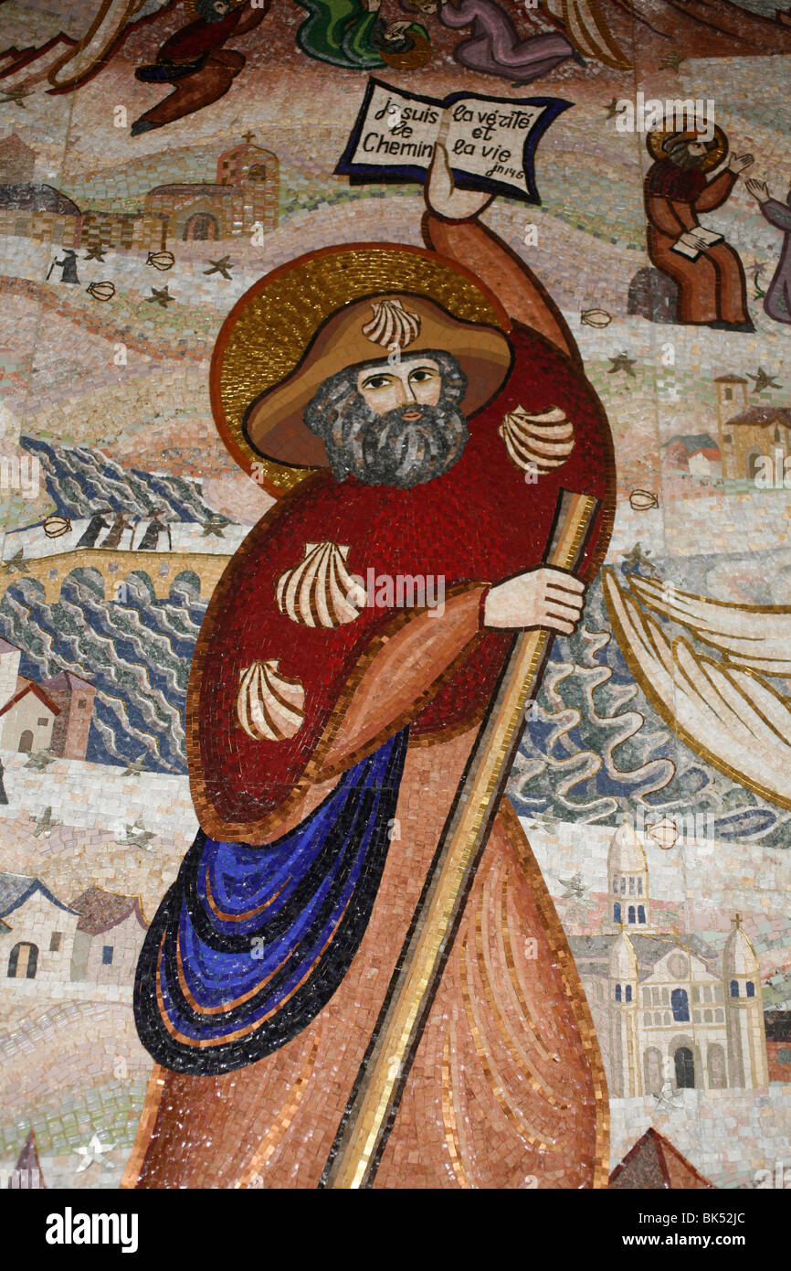 Mosaik der Pilger auf den Weg nach Santiago da Compostela, Lyon, Rhone, Frankreich, Europa Stockfoto