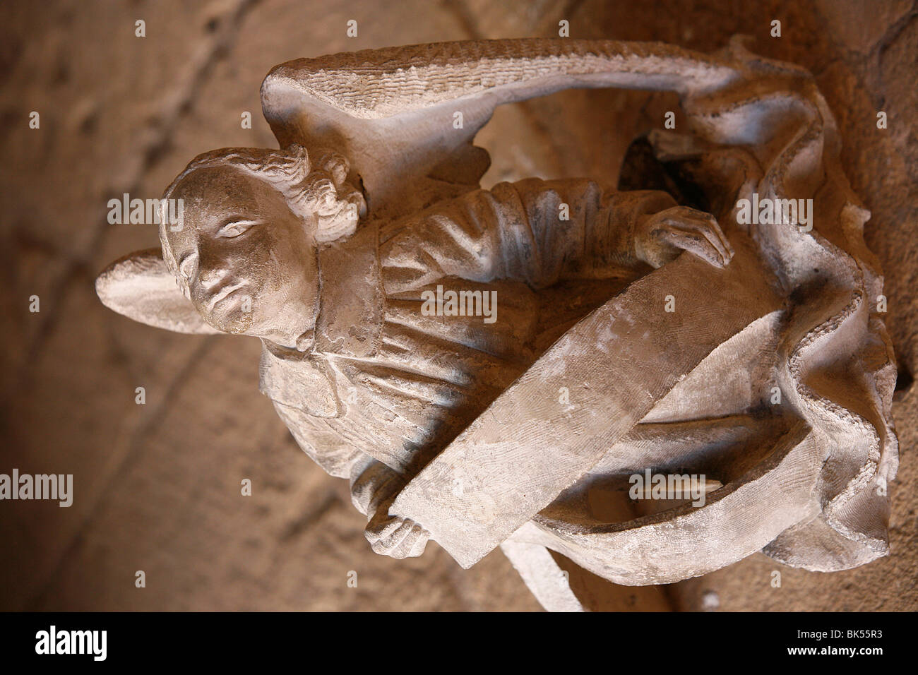 Skulptur eines Engels Cadouin Abbey Kloster, Cadouin, Dordogne, Frankreich, Europa Stockfoto