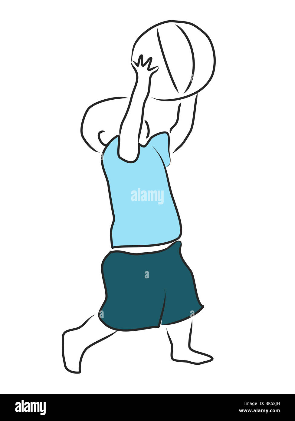 Eine Vektor-Illustration eines Kleinkind Jungen Basketball zu spielen. Stockfoto