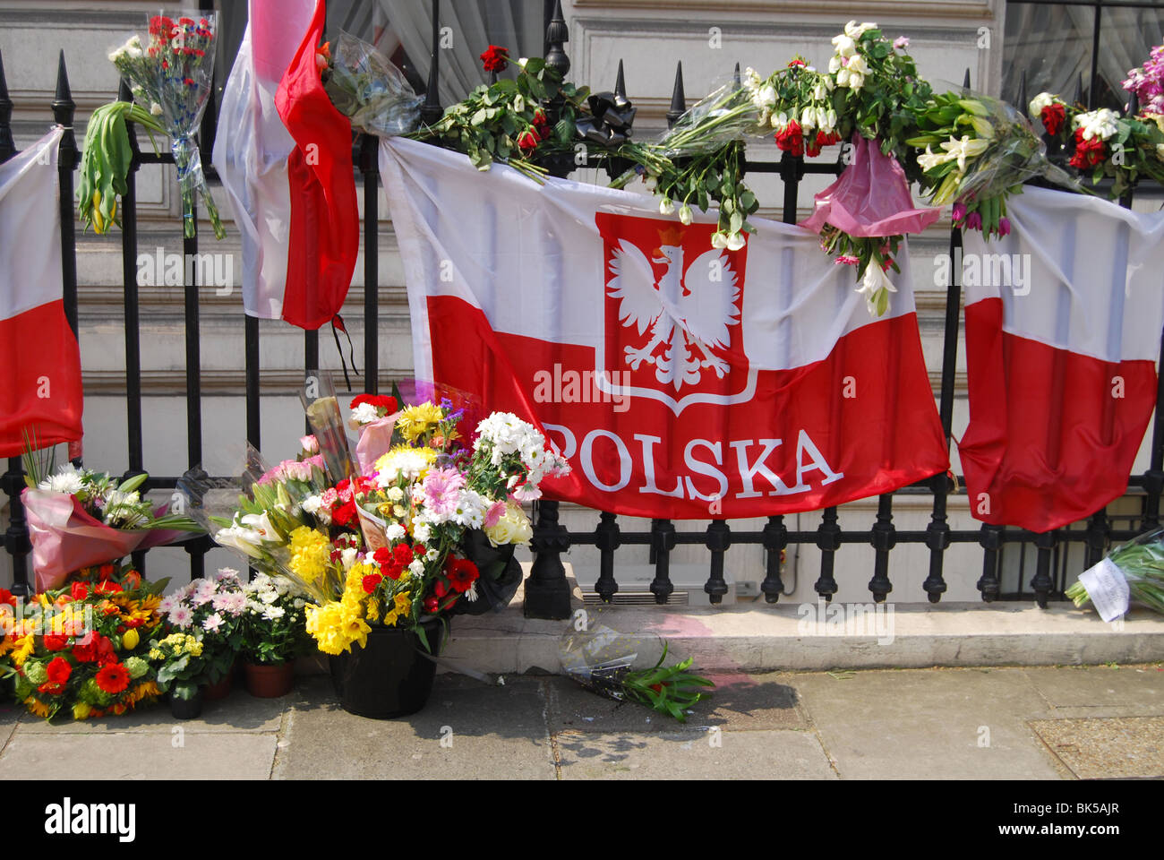 Lech Kaczynski Schrein London Polens Präsident Flugzeugabsturz Stockfoto