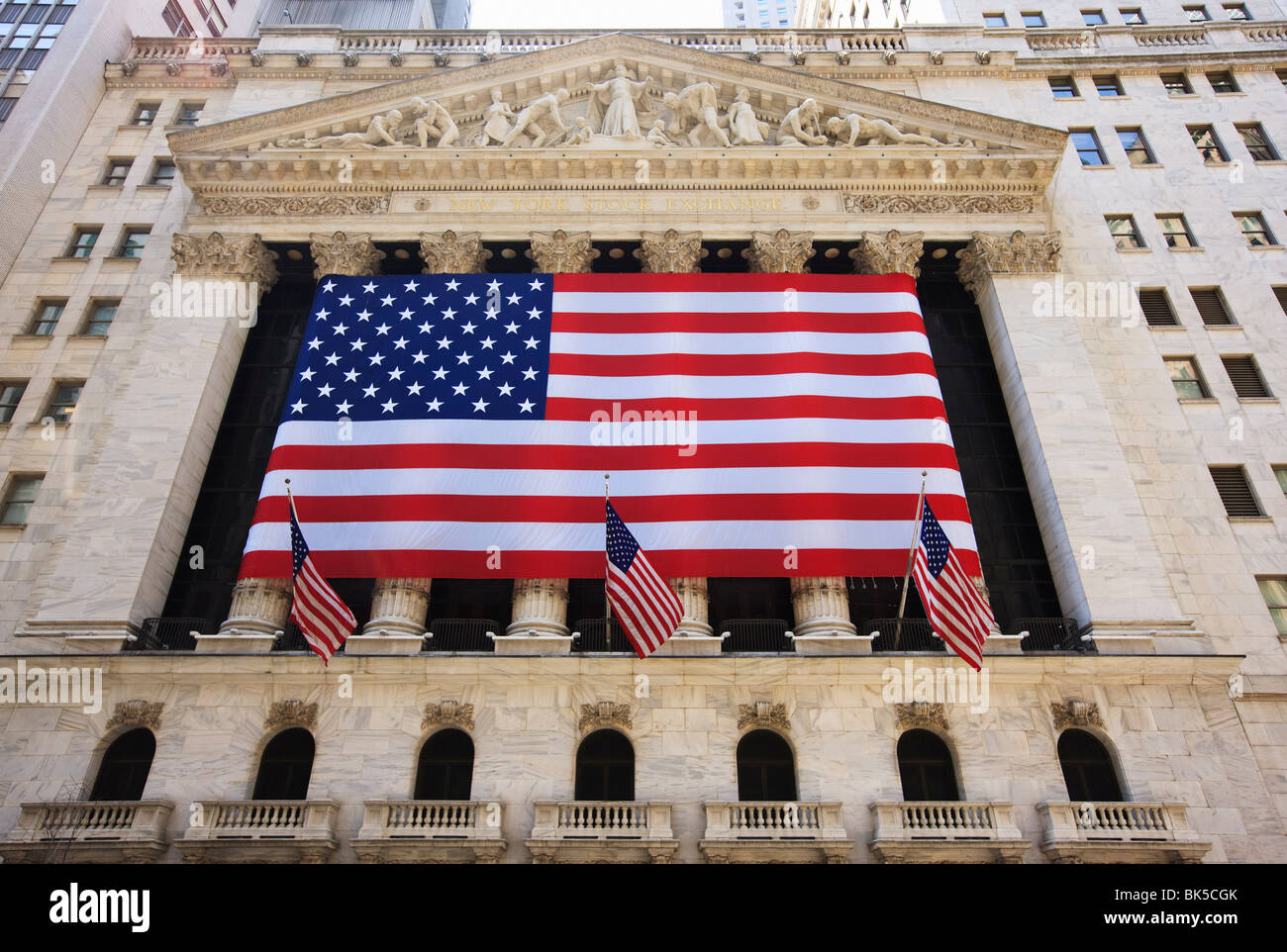 Die New York Börse, Broad Street, Wall Street, Manhattan, New York City, New York, Vereinigte Staaten von Amerika Stockfoto
