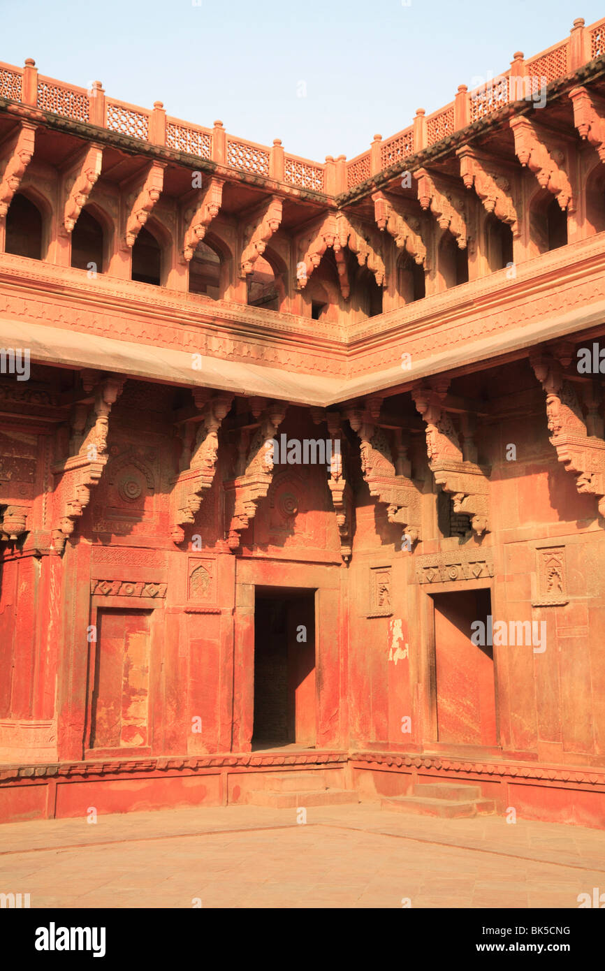 Innenraum der Agra Fort, UNESCO-Weltkulturerbe, Agra, Uttar Pradesh, Indien, Asien Stockfoto