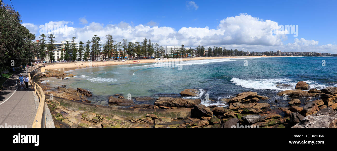 Hohe Auflösung-Panorama von South Steyne und Manly, Sydney. Stockfoto
