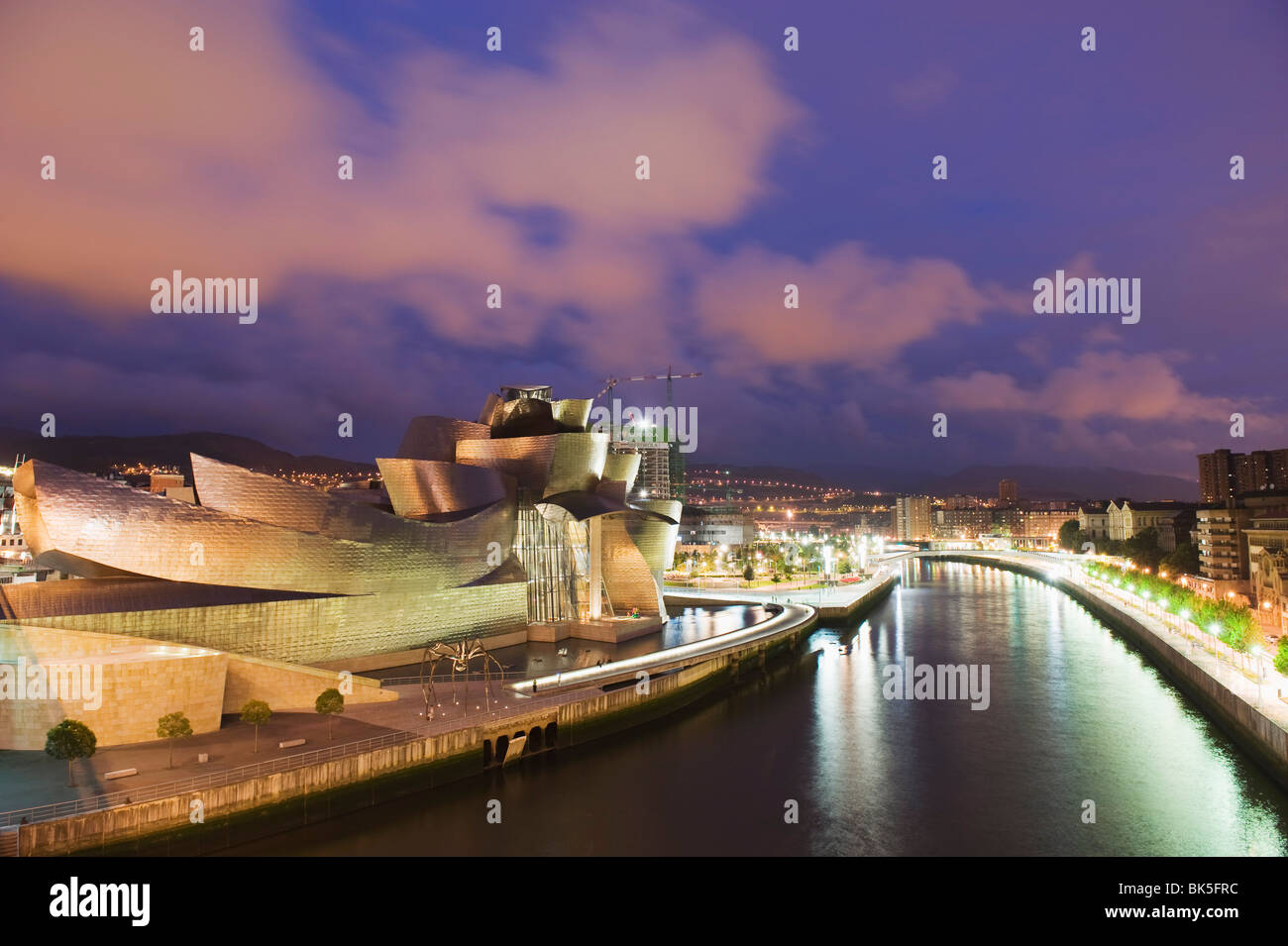 Das Guggenheim, kanadisch-amerikanischen Architekten Frank Gehry, auf den Fluss Nervion, Bilbao, baskische Land, Spanien, Europa Stockfoto