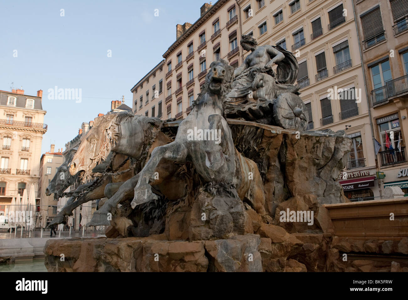 Bartholdi Brunnen Place des Terreaux Lyon Rhone Rhône Alpes Frankreich Stockfoto