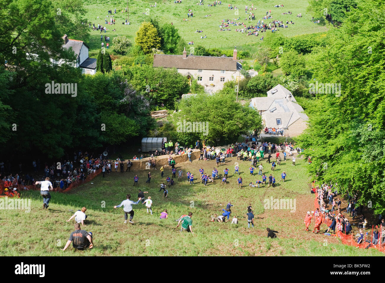 Käse Rollen Festival bei Coopers Hill, Gloucestershire, England, United Kingdom, Europe Stockfoto