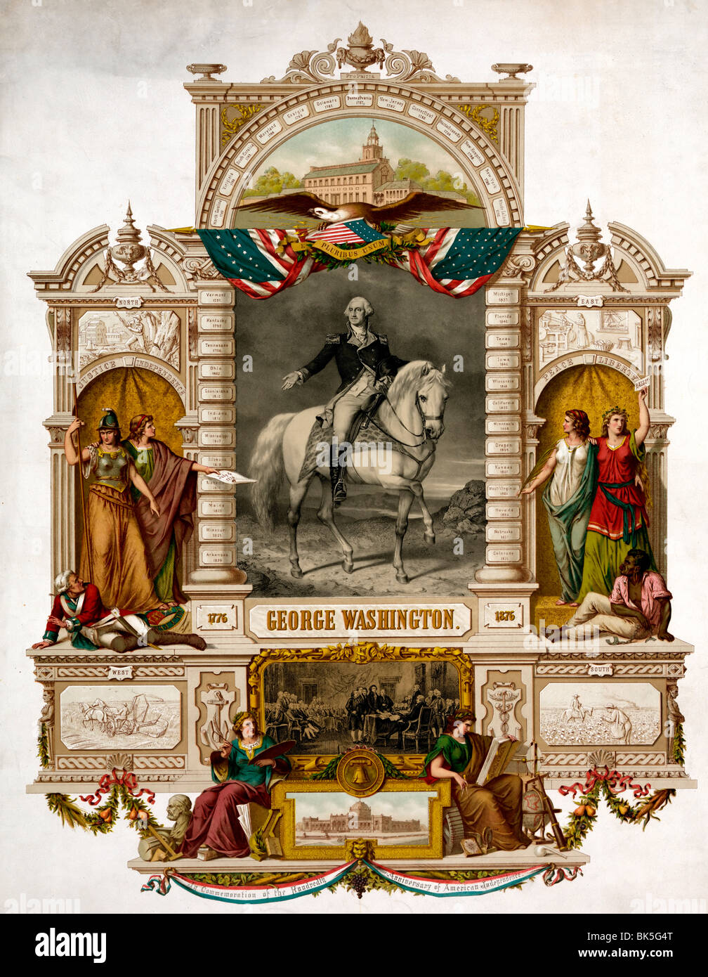 George Washington zum Gedenken an den 100. Jahrestag der amerikanischen Unabhängigkeitserklärung Stockfoto