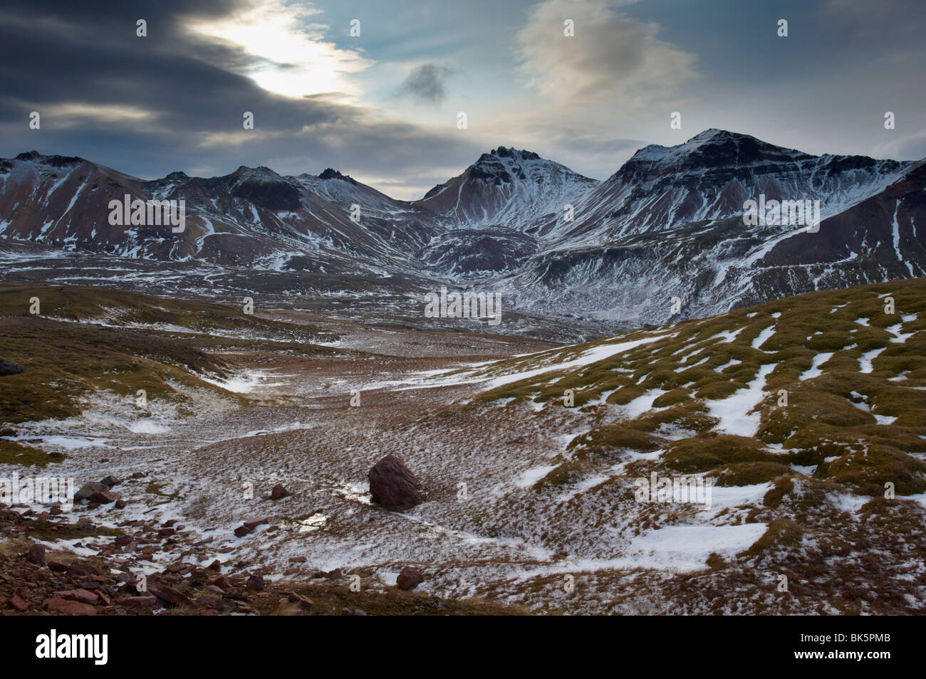 Berge im Brunavik-Tal, ein Favorit für Wanderer, Borgarfjorur Eystri Fjord, Osten Fjorde Bereich, Island, Polarregionen Stockfoto
