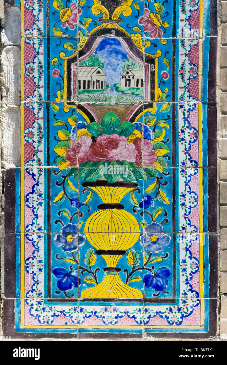 Keramische Fliesen-Detail im Golestan Palast in Teheran-Iran Stockfoto