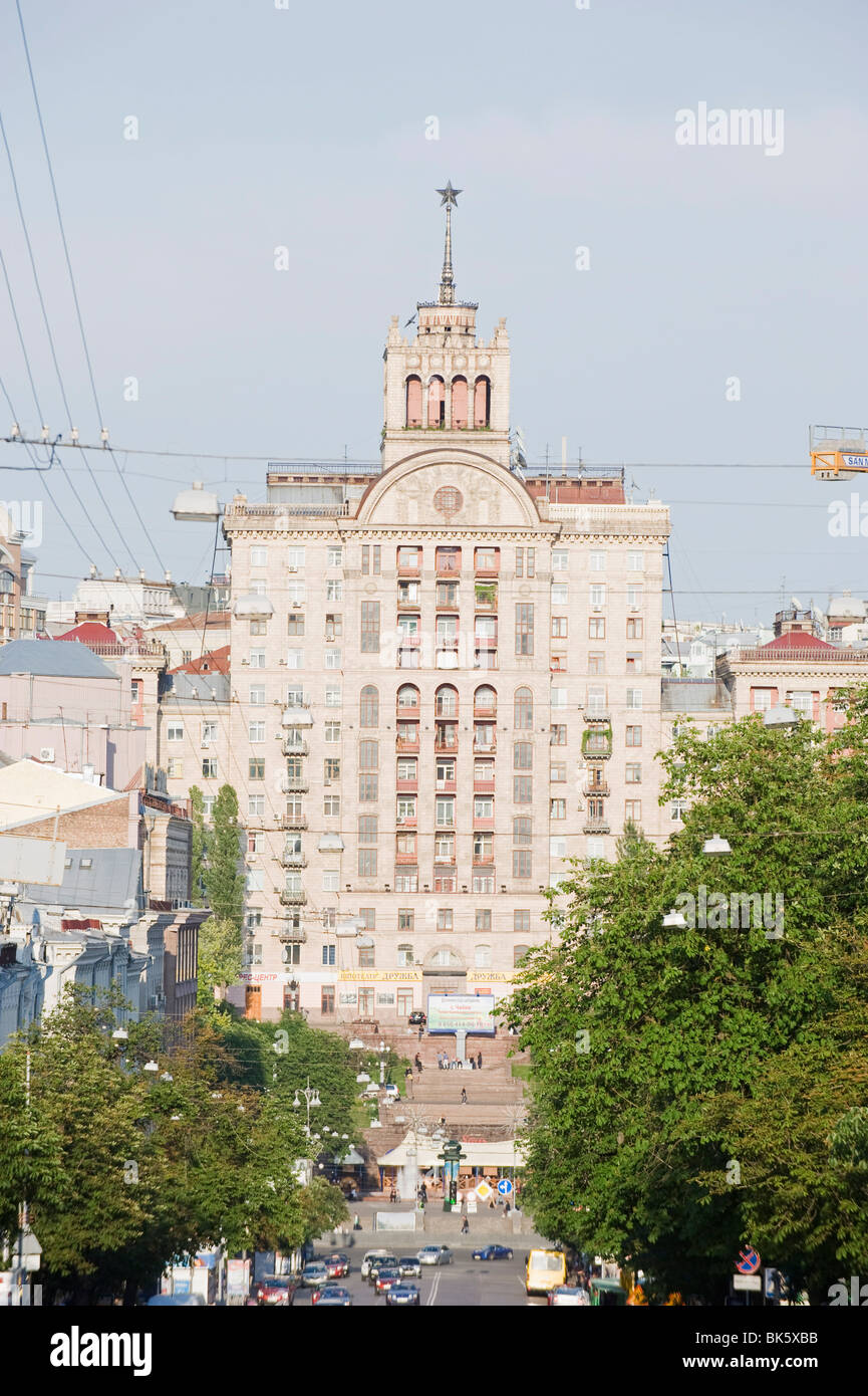 Sowjet-Ära Architektur auf Vul Kreshchatyk, Kiew, Ukraine, Europa Stockfoto