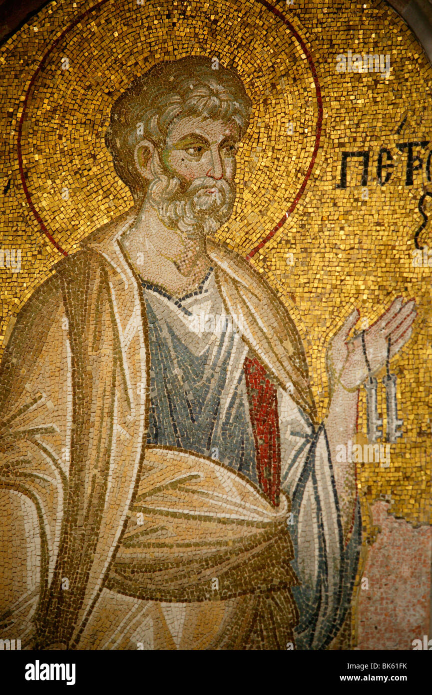 Mosaik von St. Peter, Kirche St. Saviour in Chora, Istanbul, Türkei, Europa Stockfoto