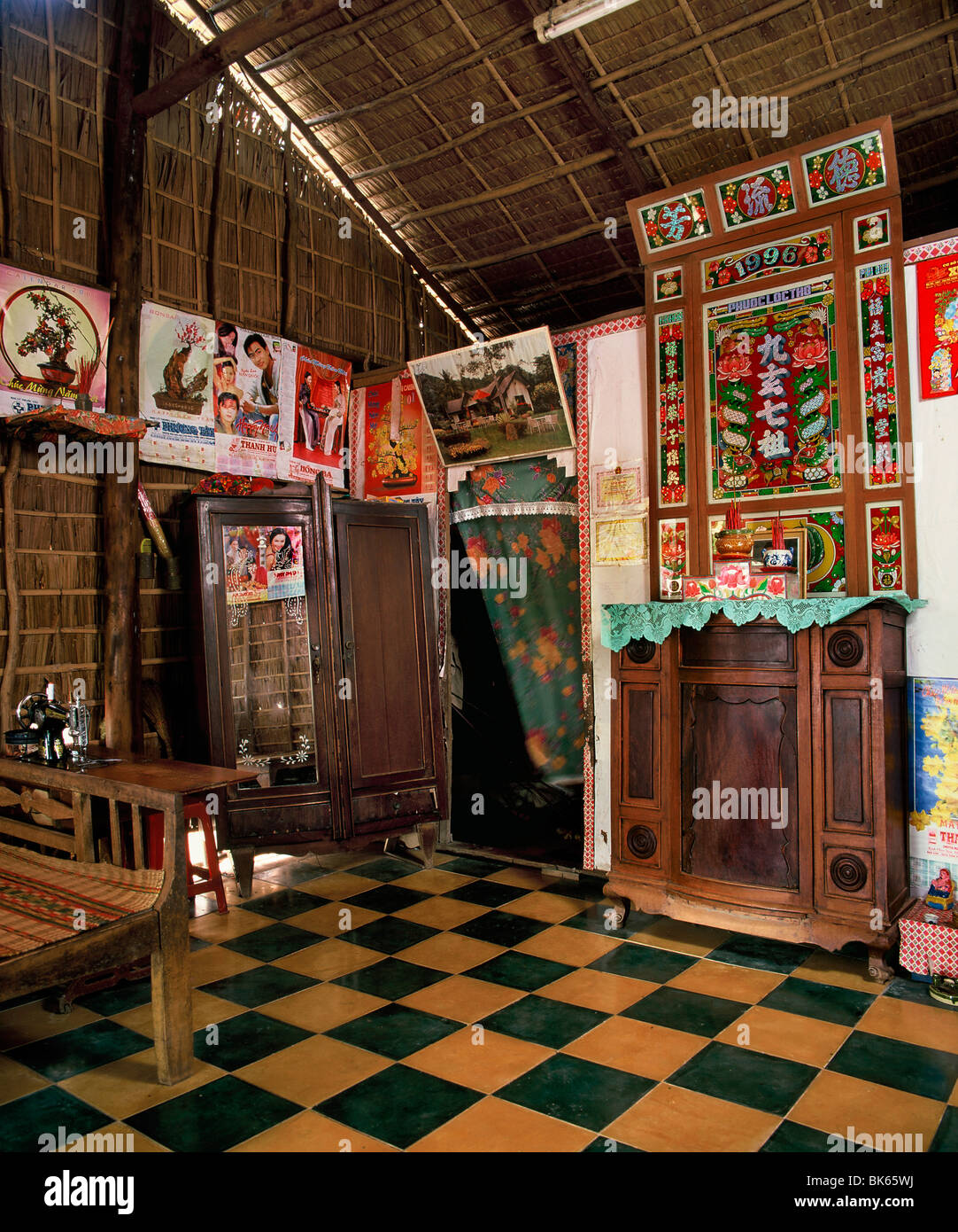 In einem ländlichen Dorfhaus in der Nähe von Mekong Delta, Vietnam, Indochina, Südostasien, Asien Stockfoto