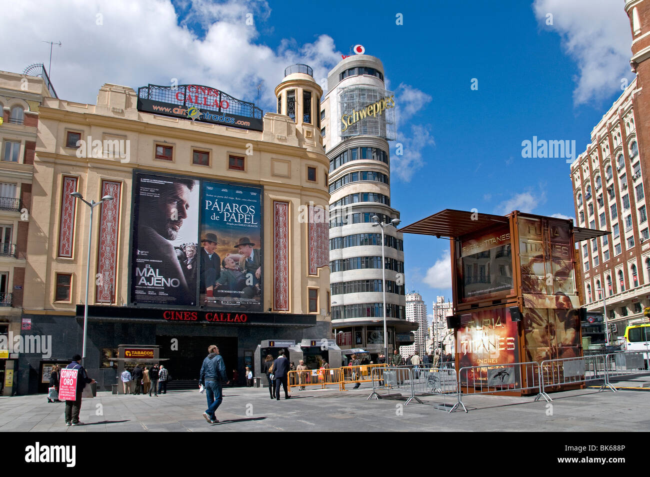 Madrid Grand Via Plaza de Santa Domingo Film Kino Stockfoto