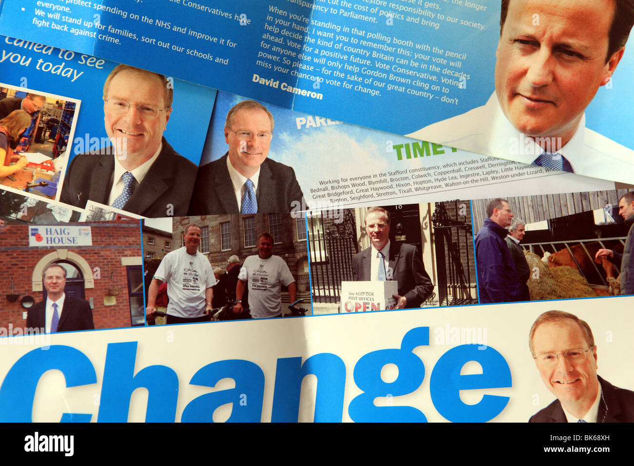 Konservative Partei die Parlamentswahlen 2010 Literatur und Broschüren im Vereinigten Königreich im Jahr 2010 Stockfoto
