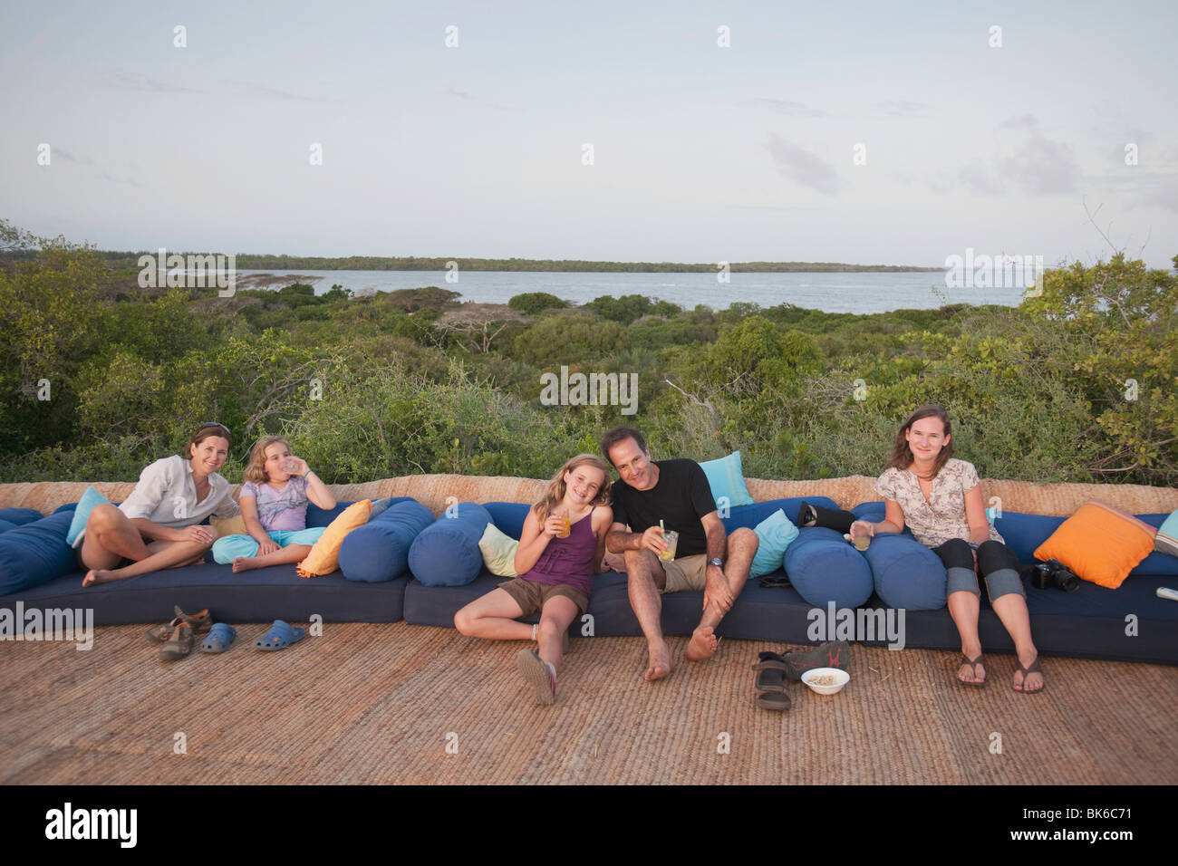 Familie Manda Bay Resort, Kenia, Afrika Stockfoto