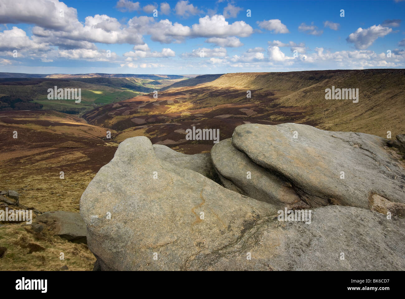 Blick vom Fairbrook Naze, der Peak District National Park, UK, England Stockfoto
