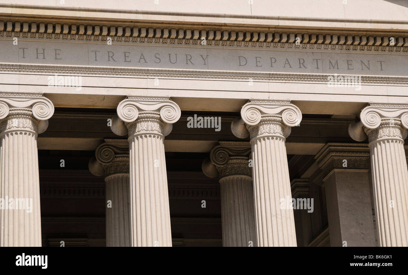 Treasury-Abteilung Gebäude in Washington DC im Laufe des Tages Stockfoto