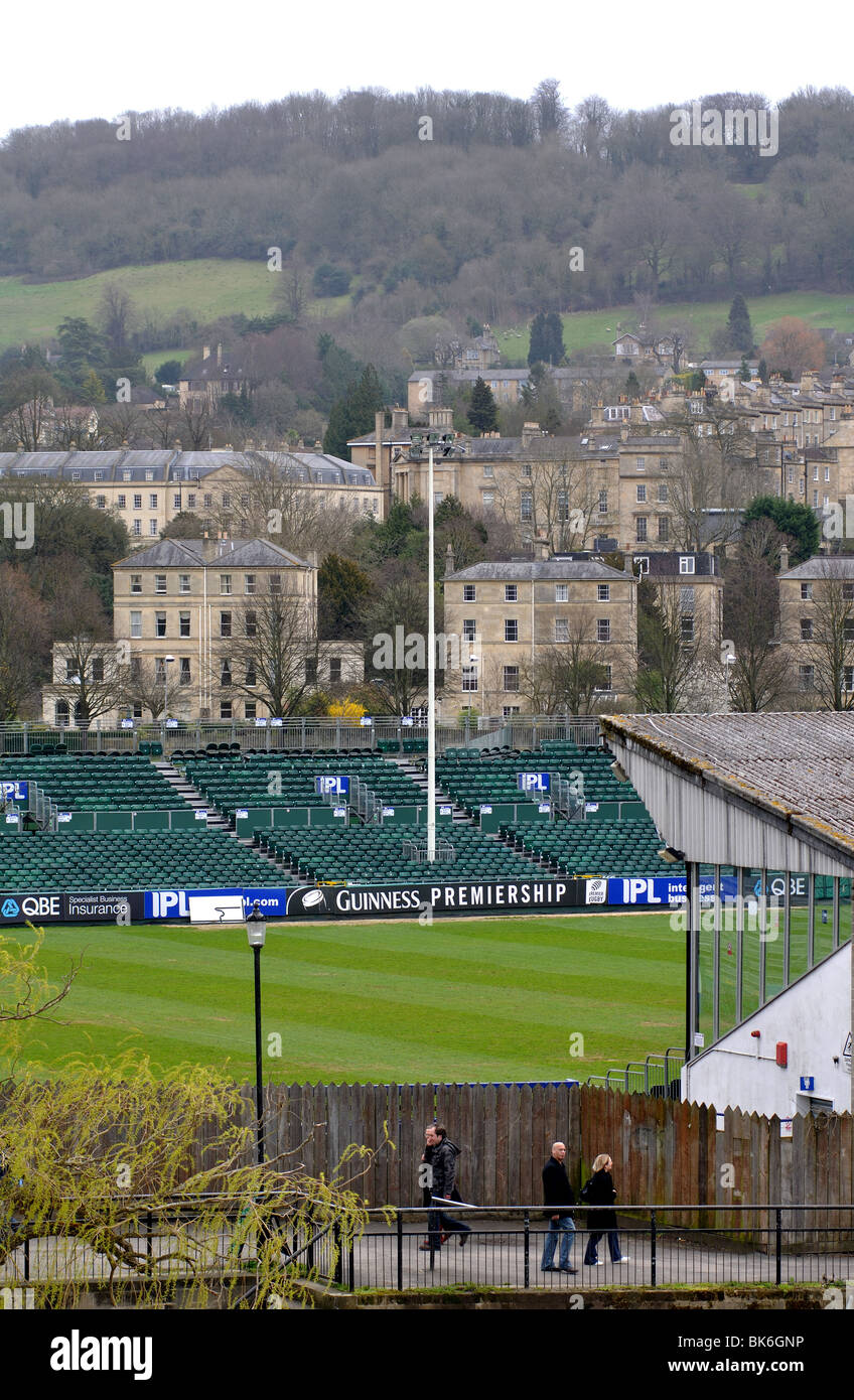 Blick über Bath Rugby-Boden, Somerset, England, Großbritannien Stockfoto