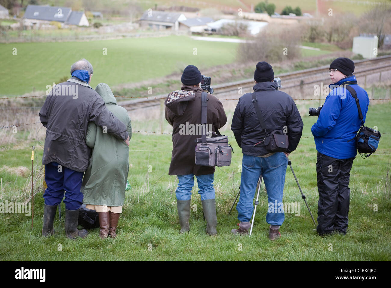 Eisenbahnfreunde Dainton Bank in Devon Züge zu fotografieren. Stockfoto