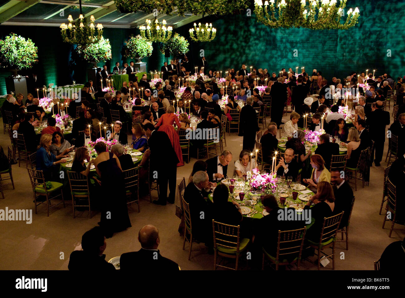 Blick in das Zelt, wo Präsident Barack Obama und First Lady Michelle Obama ein State Dinner gehostet Stockfoto