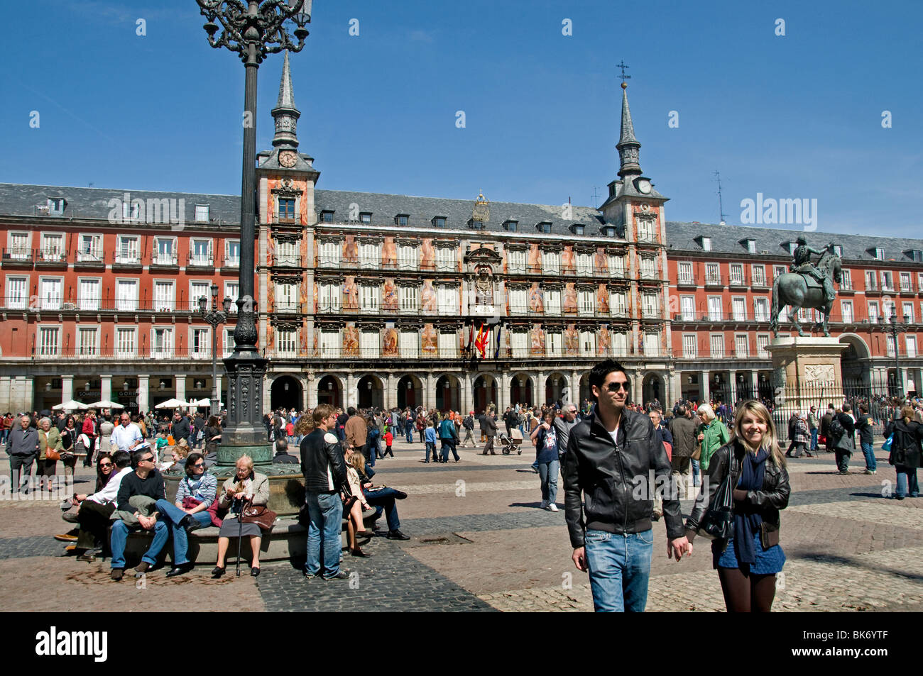 Die Plaza Mayor Madrid Spanien Spanisch Stockfoto