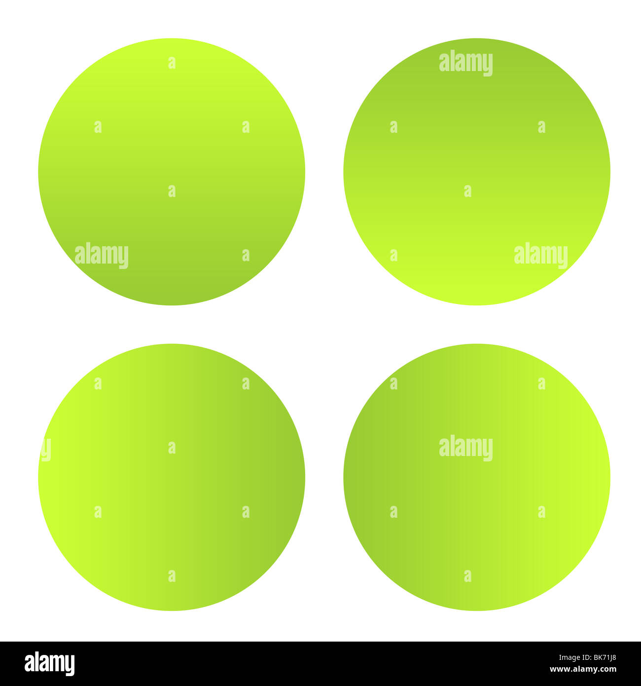 Satz von vier grünen Farbverlauf Eco Tasten, isoliert auf weißem Hintergrund mit Textfreiraum. Stockfoto