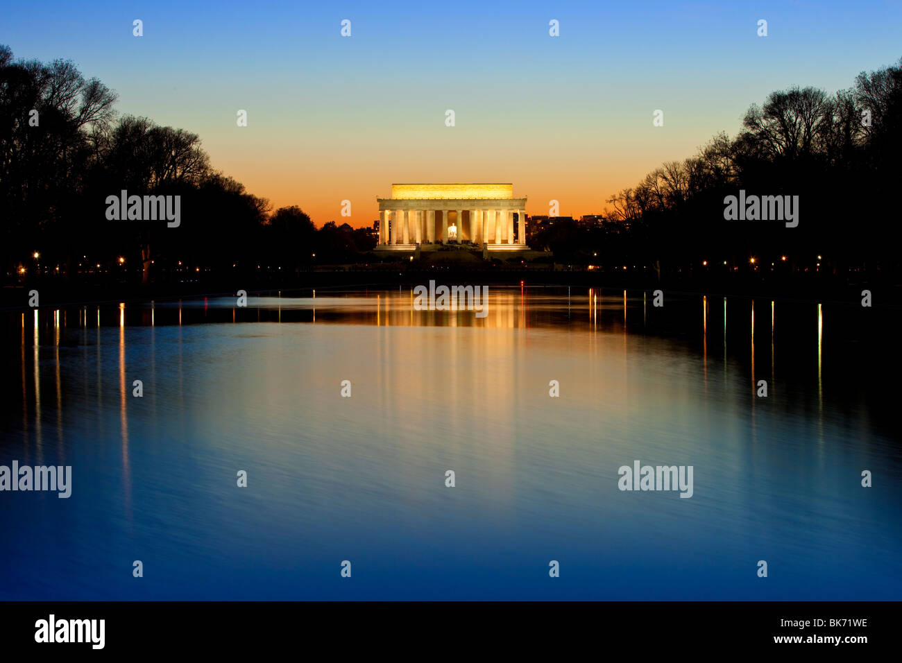 Abend am Lincoln Memorial in Washington DC USA Stockfoto
