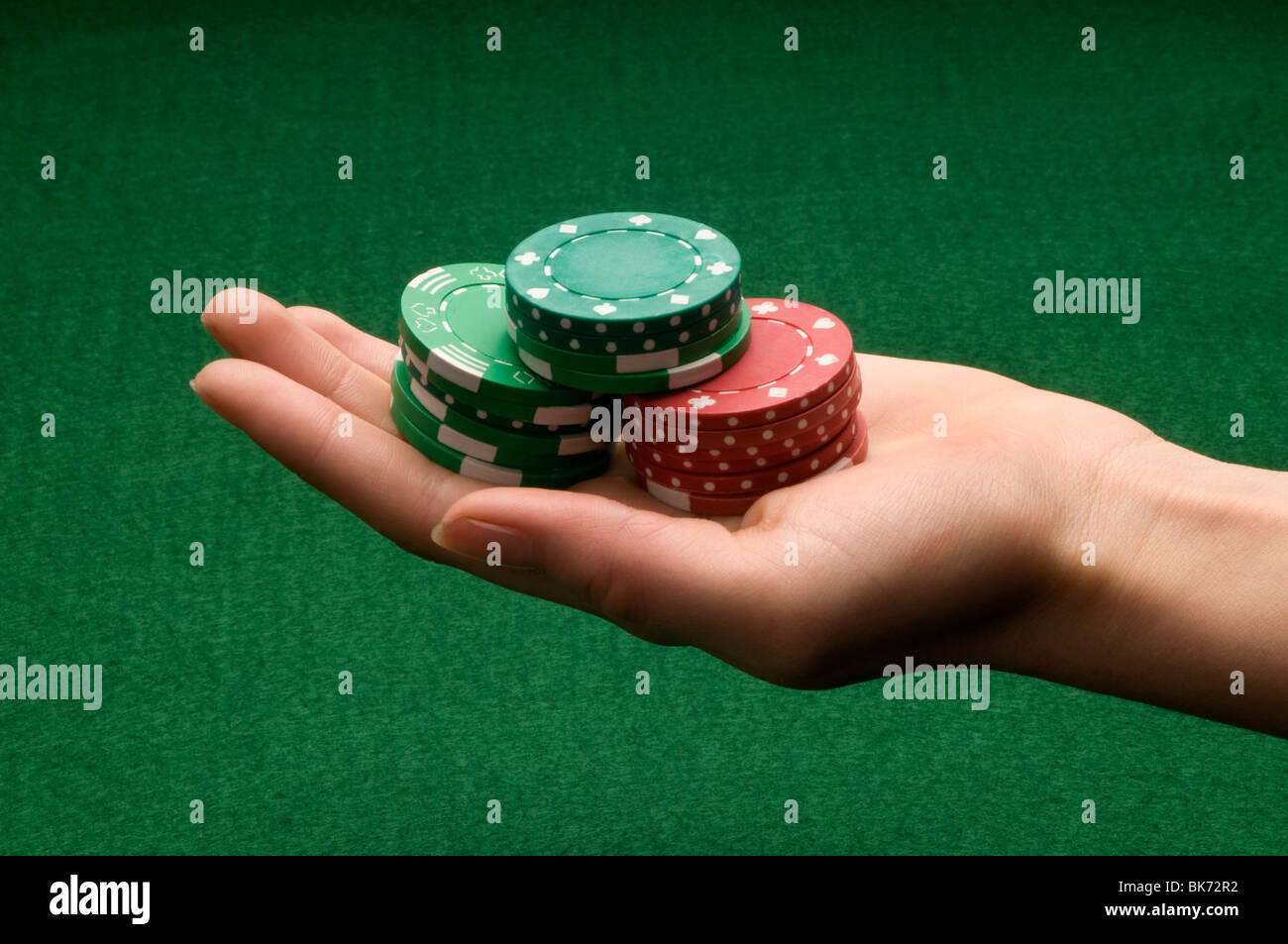 Hand-Haltevorrichtung für Glücksspiel Stockfoto