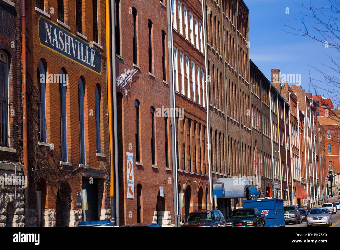 Am Flussufer architektonische Fassaden von Nashville, Tennessee Stockfoto