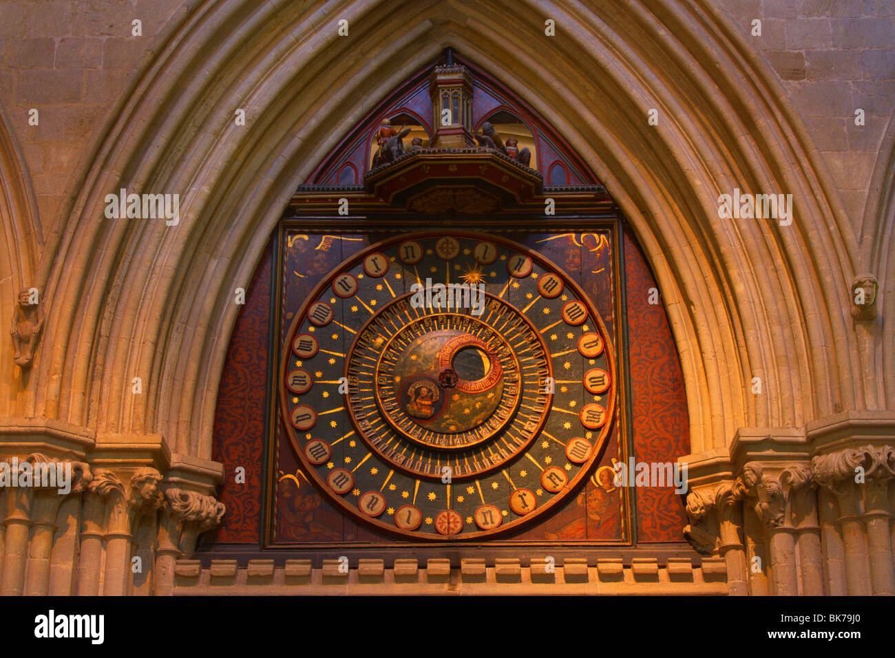 Wells Cathedral Somerset alte Uhr Stockfoto